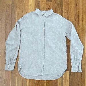 Uniqlo Women’s Button Down Linen Shirt, Size M, Beige